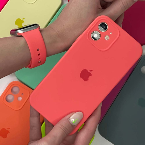 Чехол Silicone Case Full Camera на iPhone 12 Pink citrus